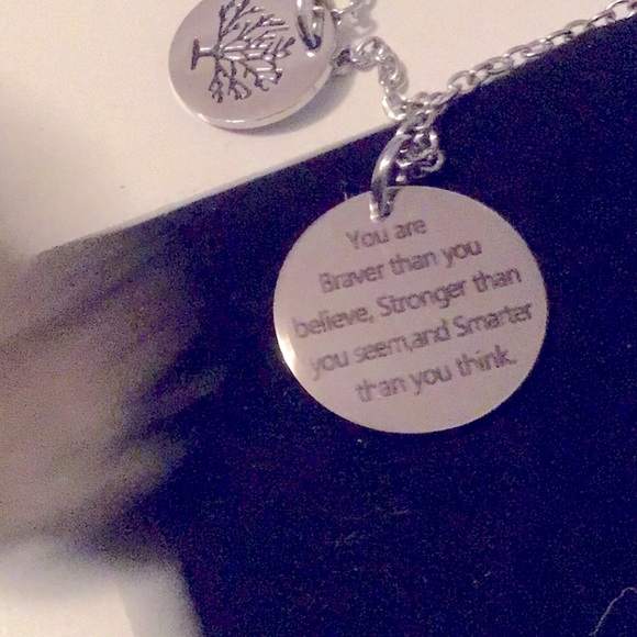 ❤️ Silver Chain with M Initial Medal + Motivational Note New In Box - Picture 3 of 4